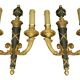 Pair of large wall sconces in quiver style Empire - bronze / green patina