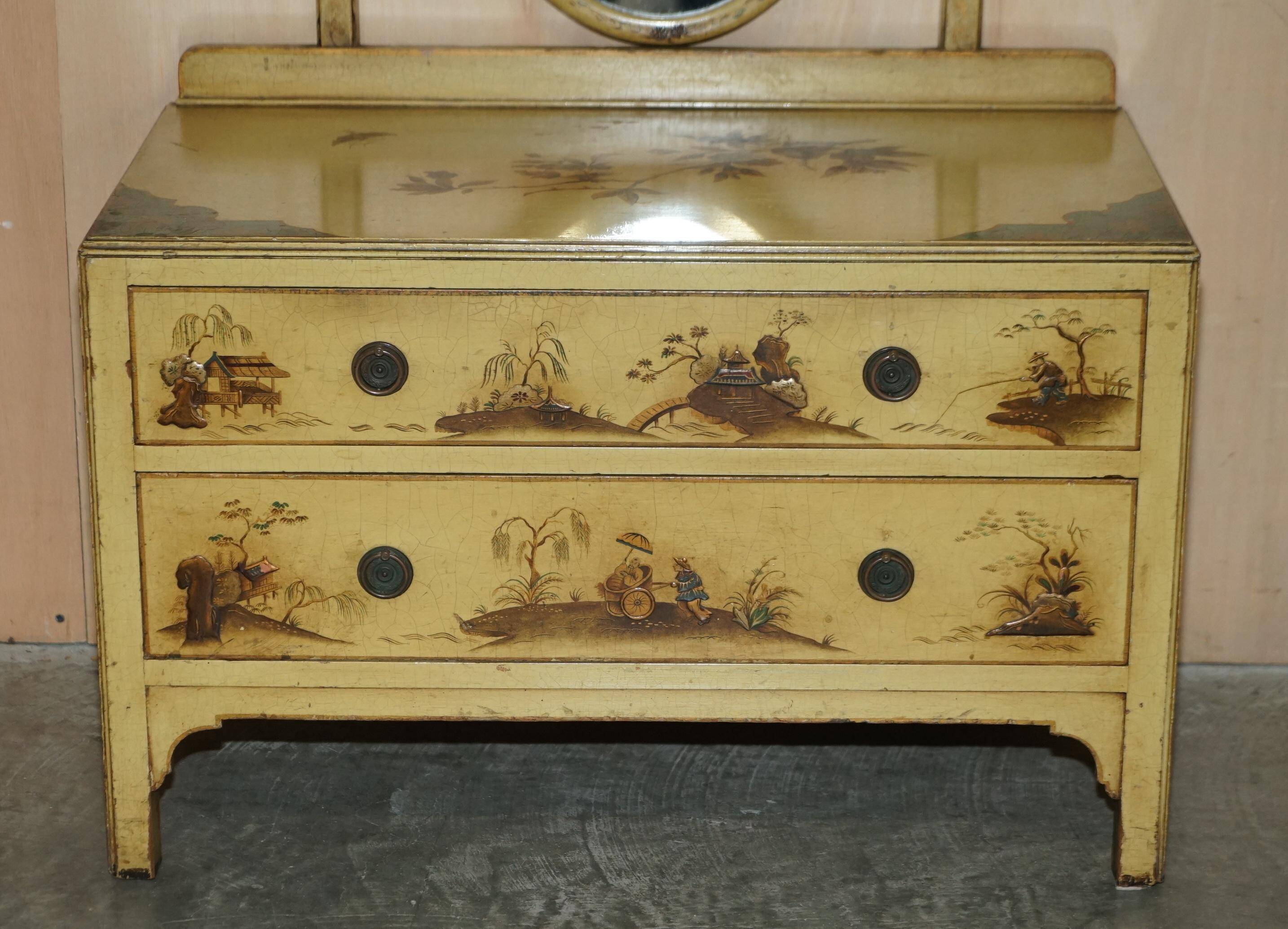 Vintage Chinoiserie Commode with Edwardian Style Mirror