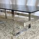 Designer coffee table in chrome metal and smoked glass - 70s/80s