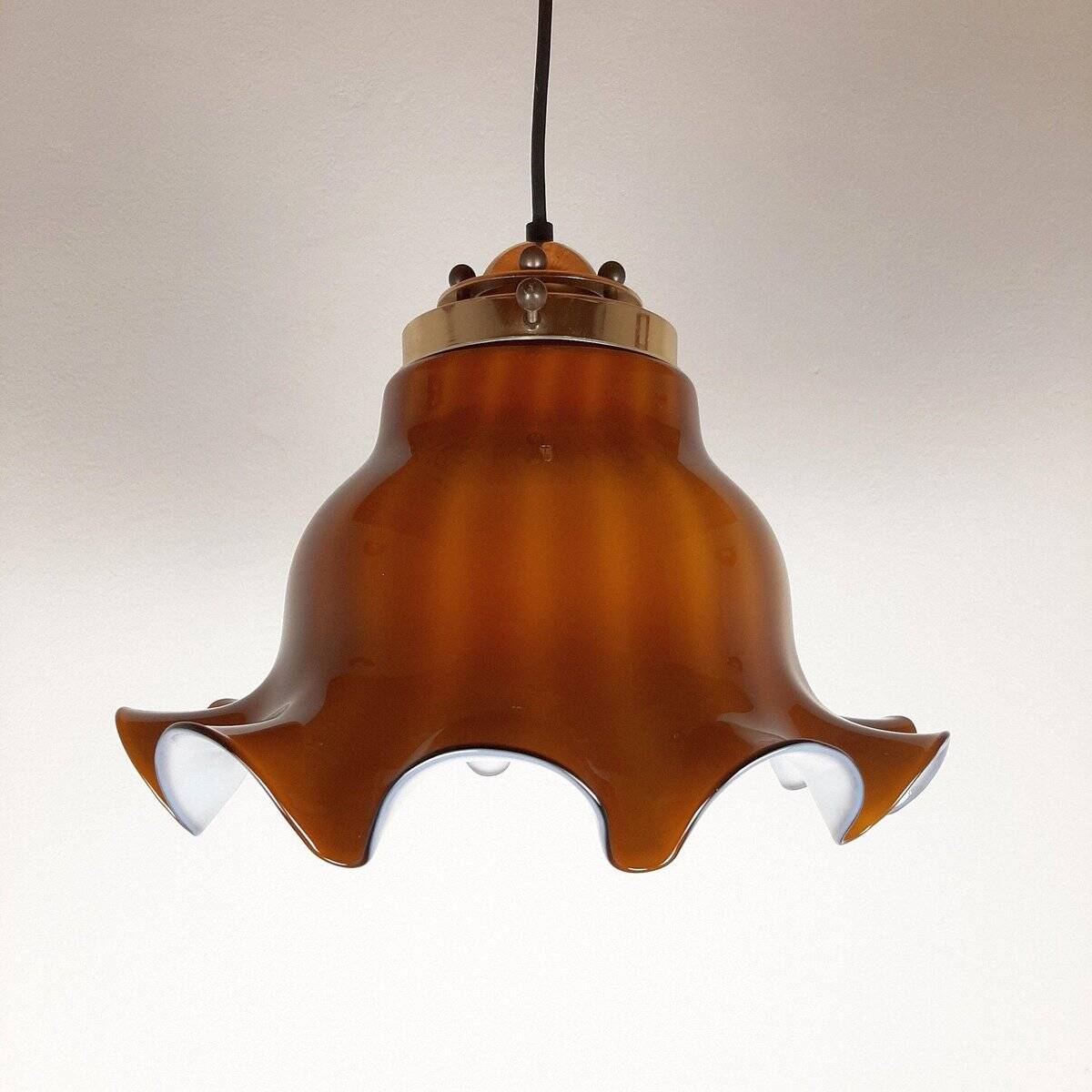 Brown glass pendant lamp, 1970s