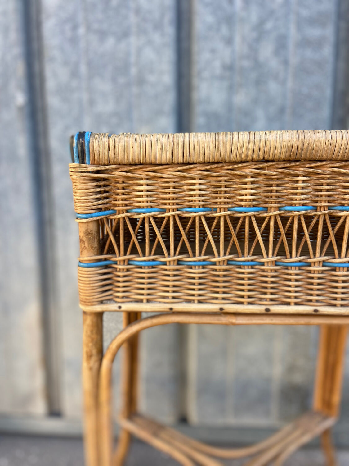 Vintage rattan storage unit