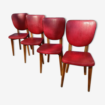Lot de quatre chaises skaï 1950