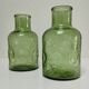 Deux vases verre moulé texturé vert années 70