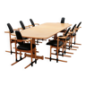 Ensemble Stokke grande table avec 8 chaises design Peter Opsvik, 1990