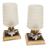 Pair of bedside lamp 1960 brass glass star