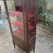 19th/20th century mahogany display cabinet, marble top and glass sides.
