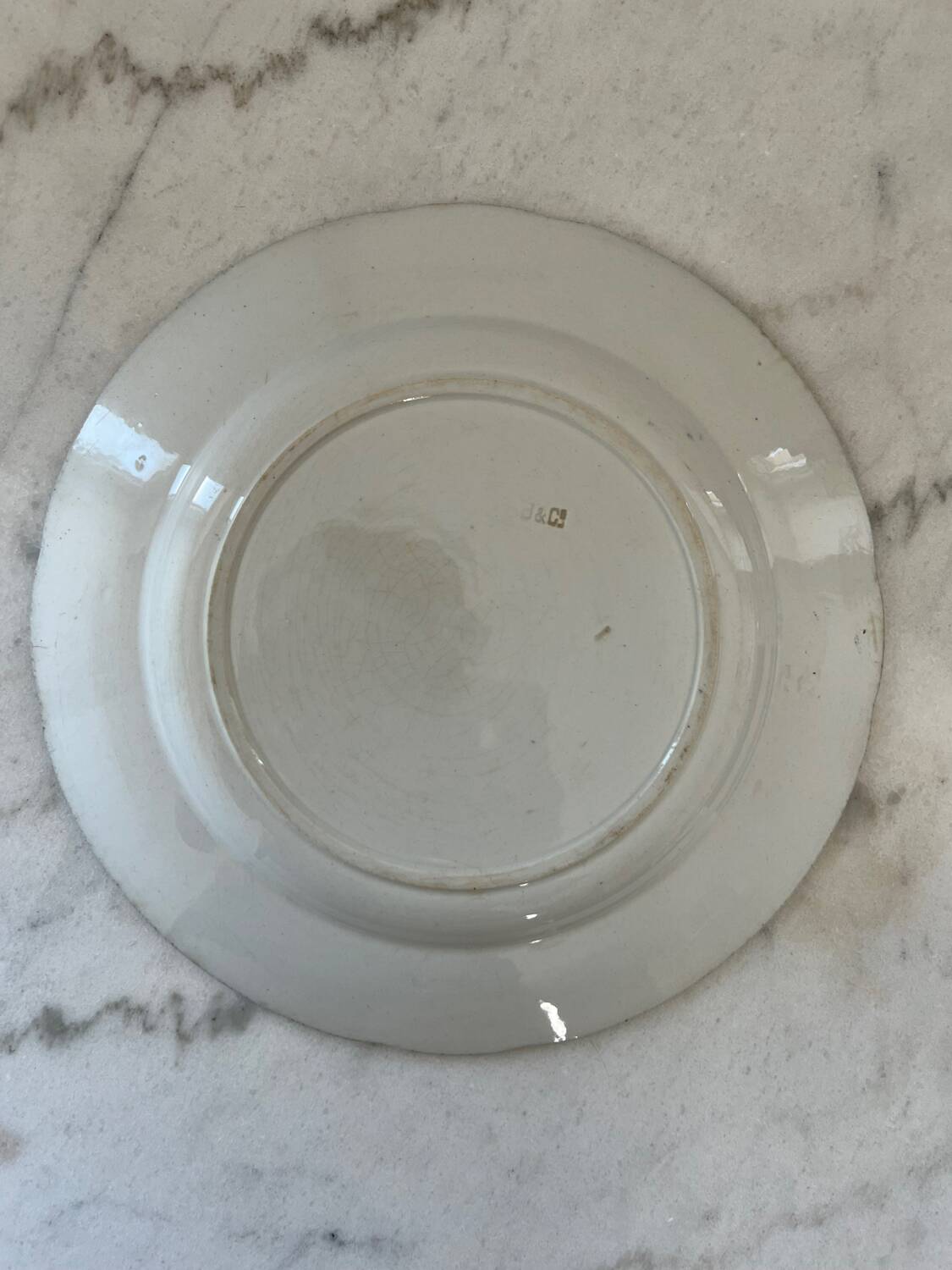 Flat earthenware plate with floral motifs