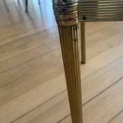 Authentic Hollywood Regency Side Table — Patinated Brass and Glass