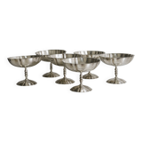 Set of 6 large antique stainless steel bowls