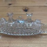 Antique condiment set, 6 pieces in cut crystal