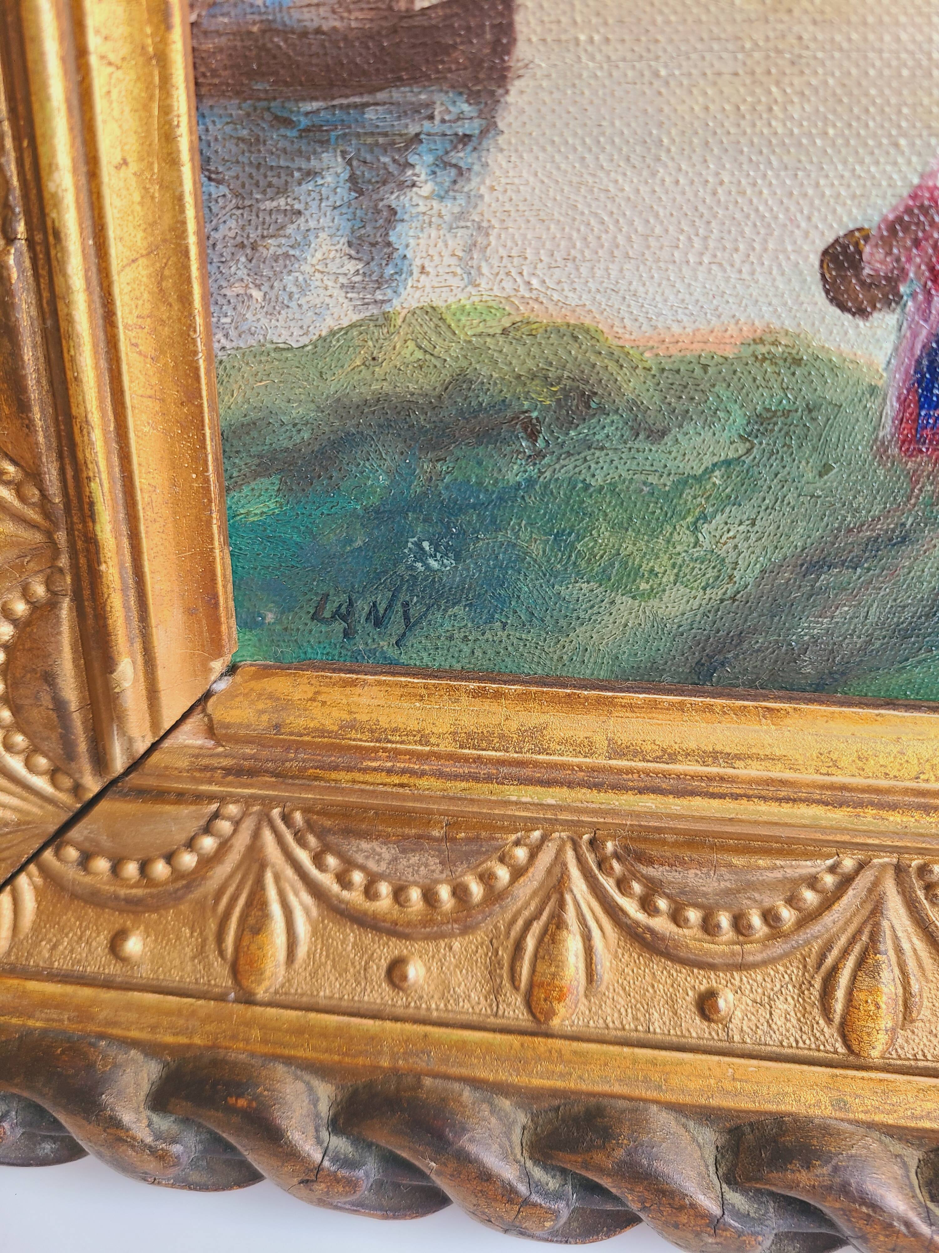 19th-century painting signed Lany. 46 x 37 cm.