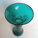 Paire de vases tronconiques 1900 en verre bleu