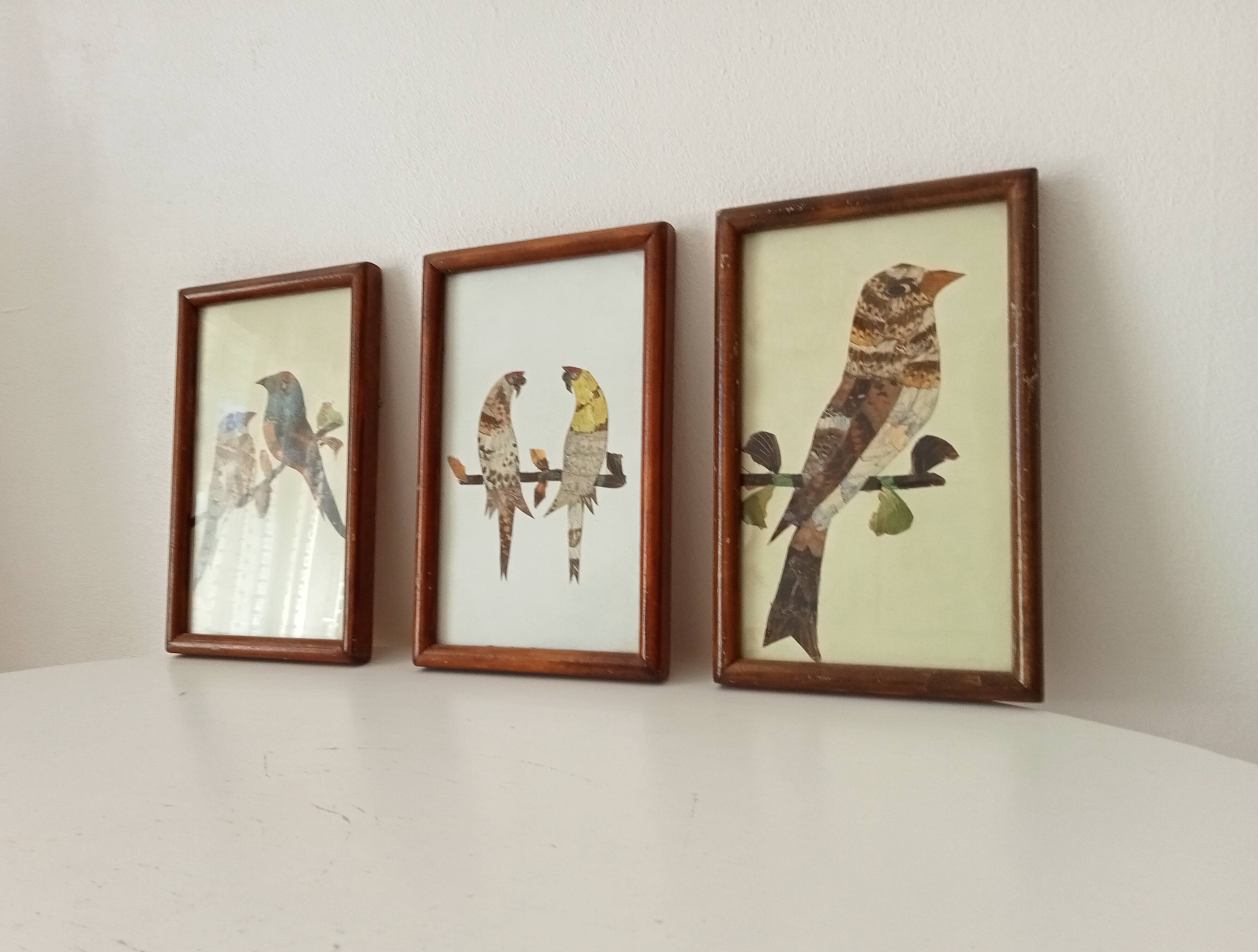 Set of 3 paintings featuring butterfly wing compositions.