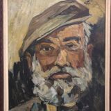 Oil on panel portrait of an old bearded man