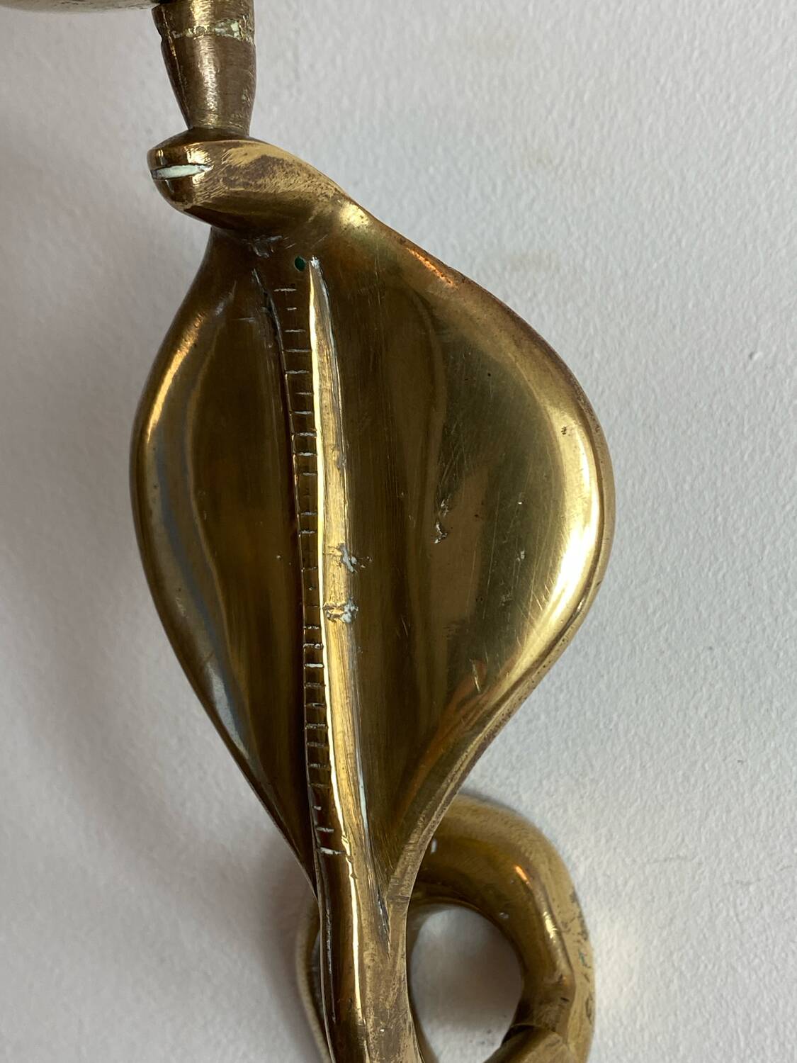 Large brass cobra wall candle holder