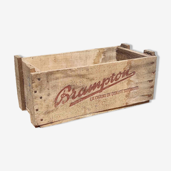Ancienne caisse en bois d'atelier marque Brampton chaîne à vélo ancien vintage industrielle