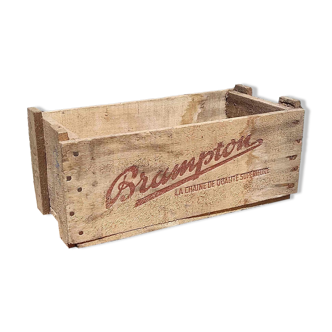 Ancienne caisse en bois d'atelier marque Brampton chaîne à vélo ancien vintage industrielle