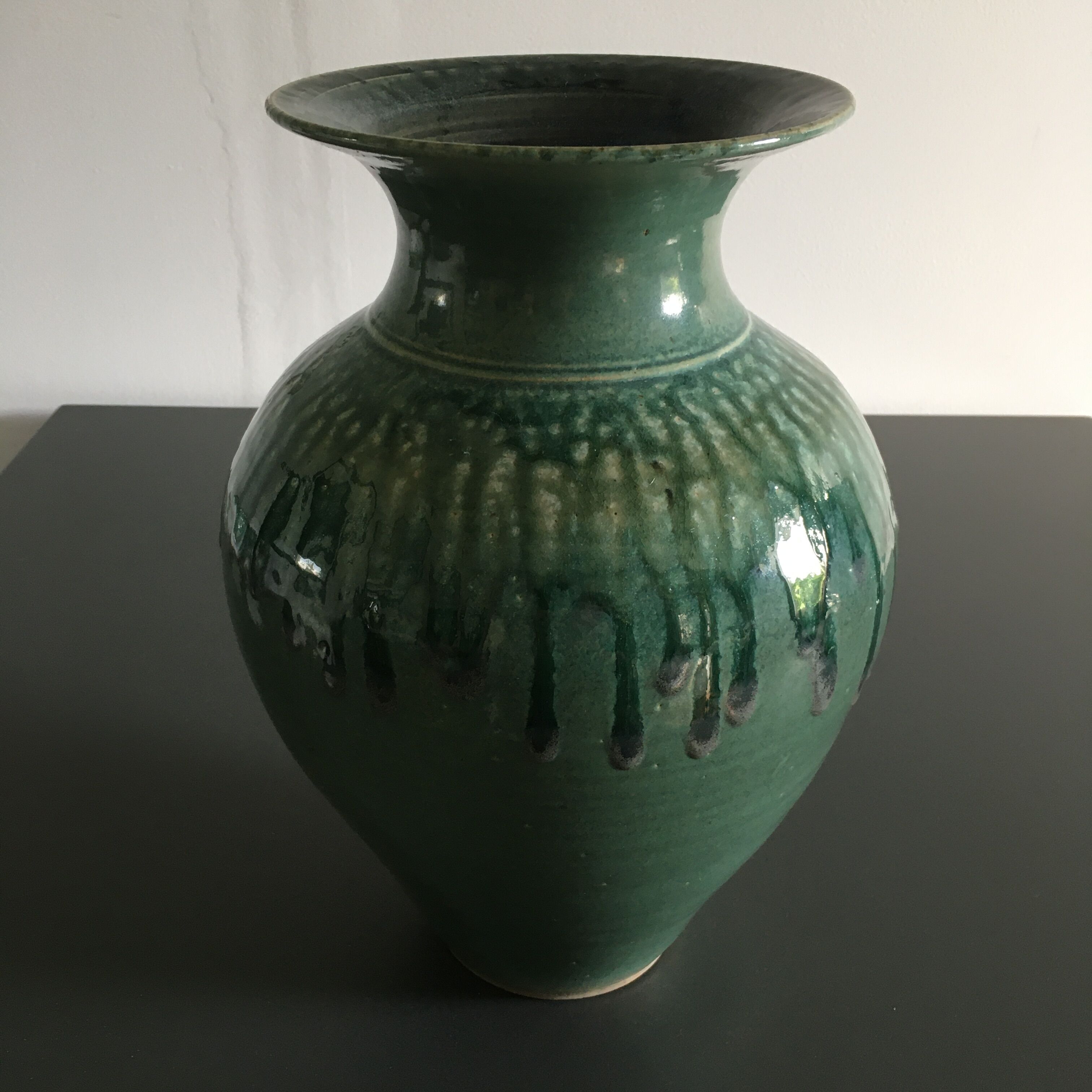 Flamed green vase
