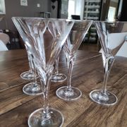 Set of 6 vintage white wine glasses in Light & Music crystal model Florian by Luigi Bormioli