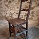 Chaise escabeau de bibliothèque ancienne – Chaise métamorphique en hêtre, France, début 1900