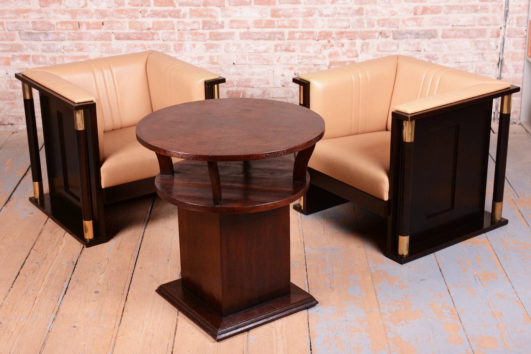 Art Nouveau Mahogany Armchairs from J. Hoffmann, Austria, 1910s, Set of 2