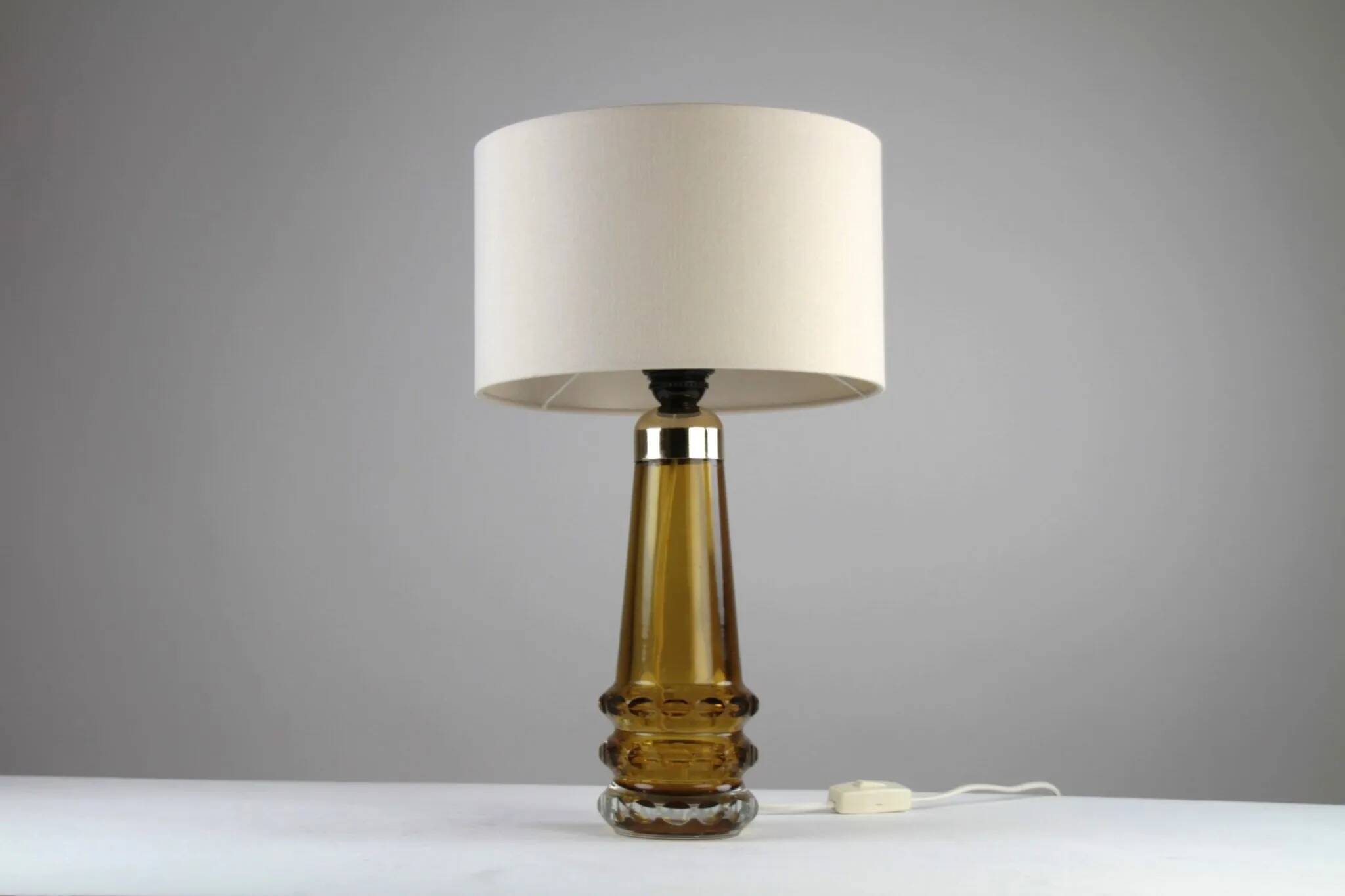 Amber & Clear Glass Table Lamp – Sweden, 1960s/1970s