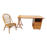 Vintage bamboo and wicker desk