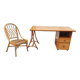 Bureau vintage en bambou et osier