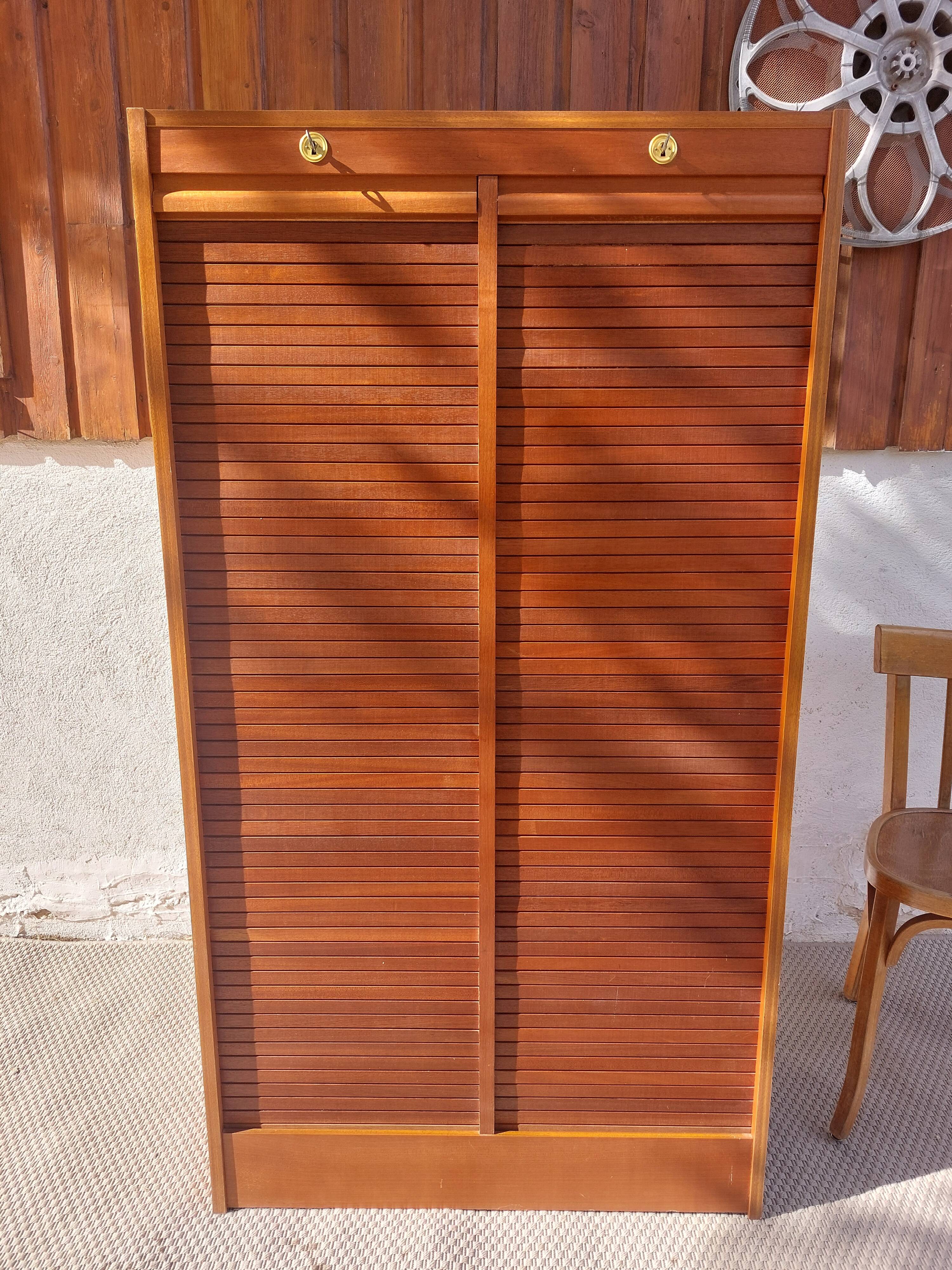 double curtain filing cabinet, vintage