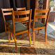 Set of 4 vintage chairs in wood and corduroy – 1950s/60s