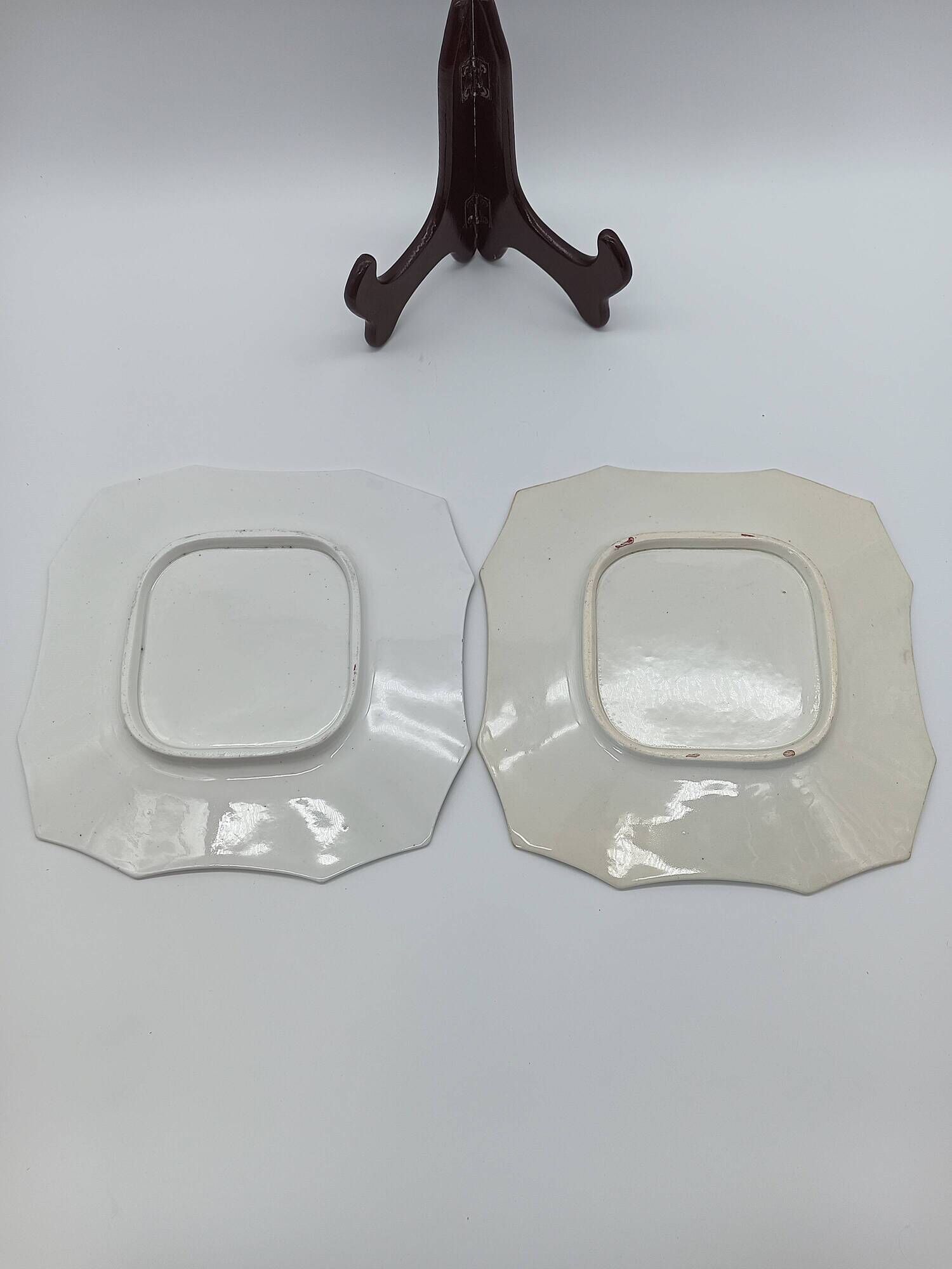 Pair of Square Plates Porcelain from Paris Cobalt and Gold Empire Style