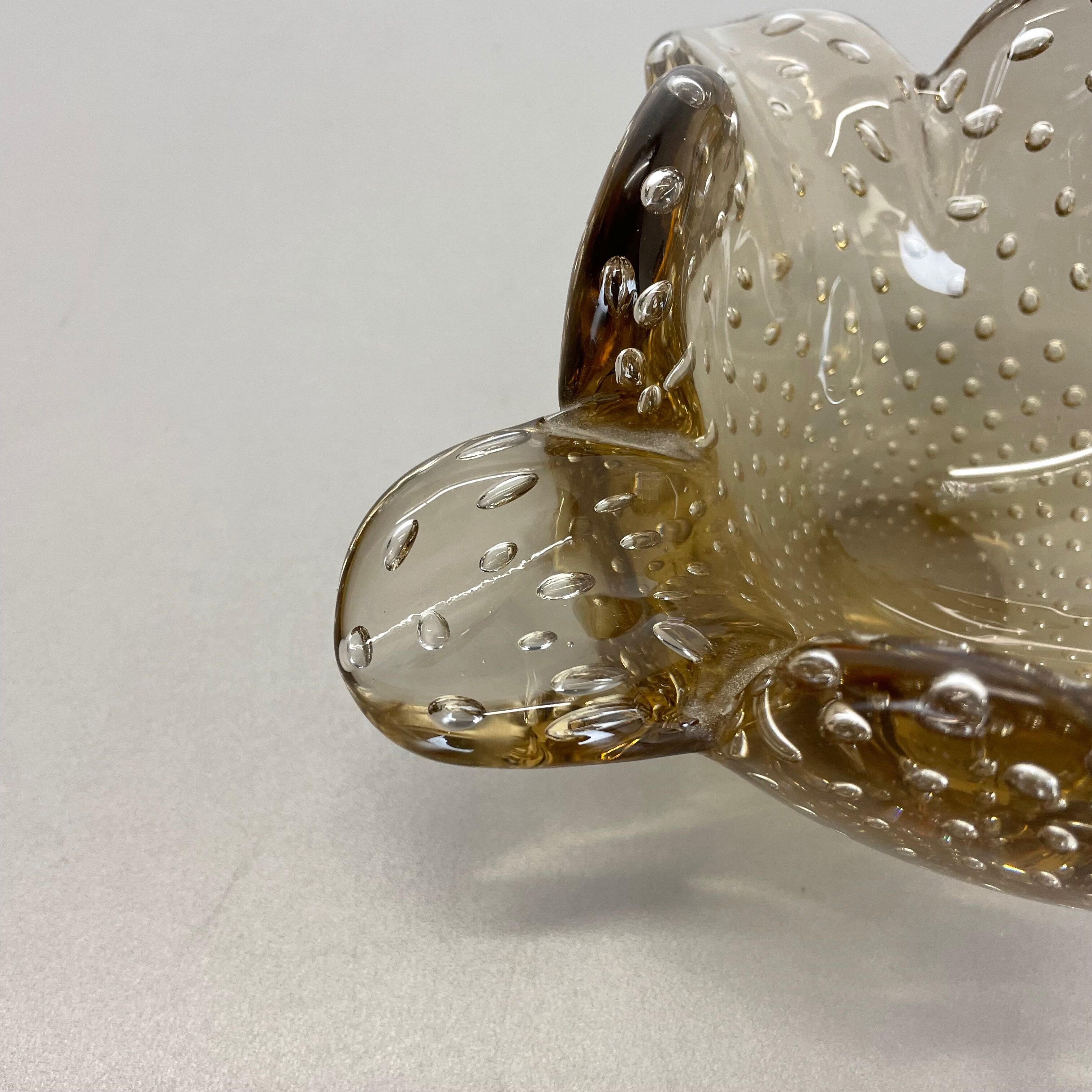 Glass bowl element shell ashtray murano bubble, italy 1970s
