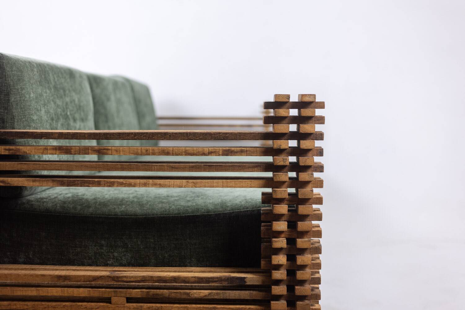 3-seater sofa or wall bench, “Kapla” model. 1960s.