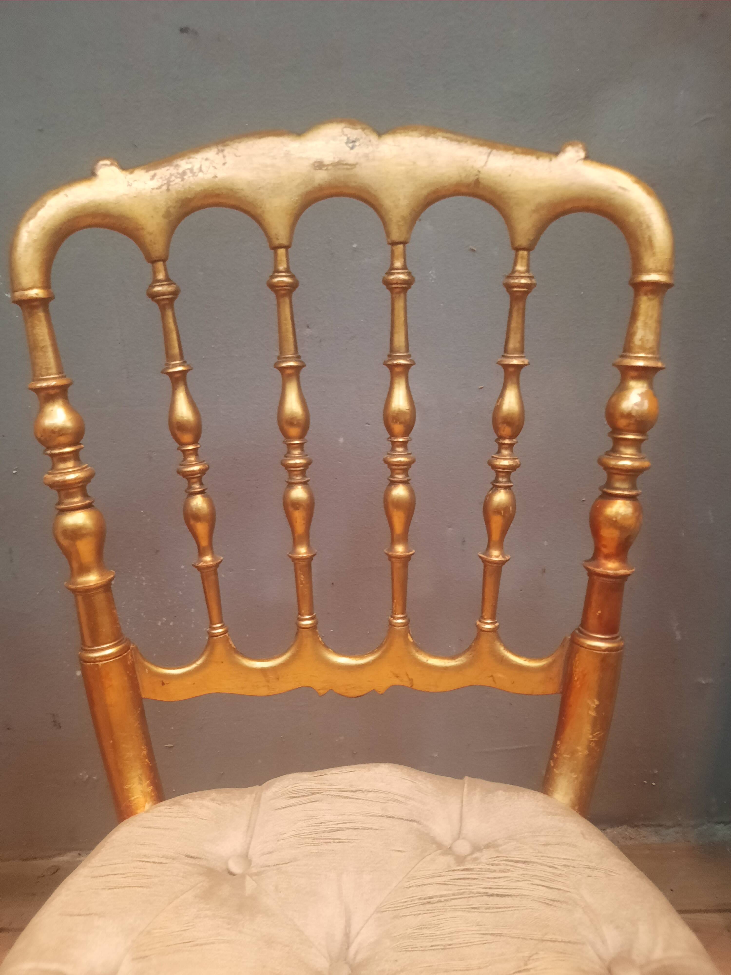 Set of 3 Napoleon III chairs in gilded wood