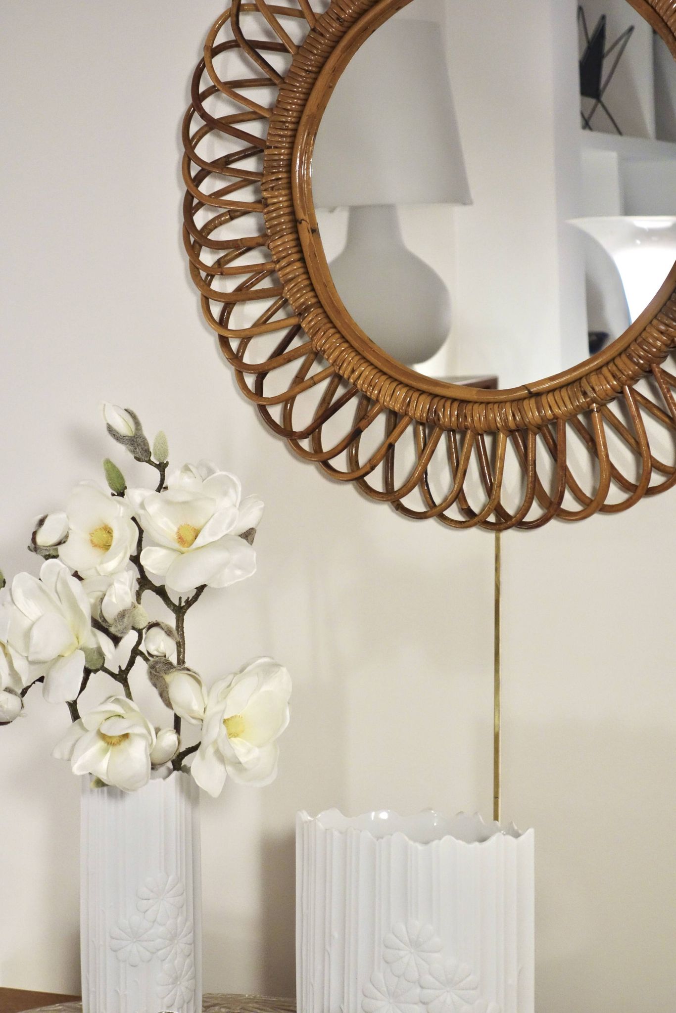 Rattan and bamboo mirror attributed to Franco Albini, Italy 1960's