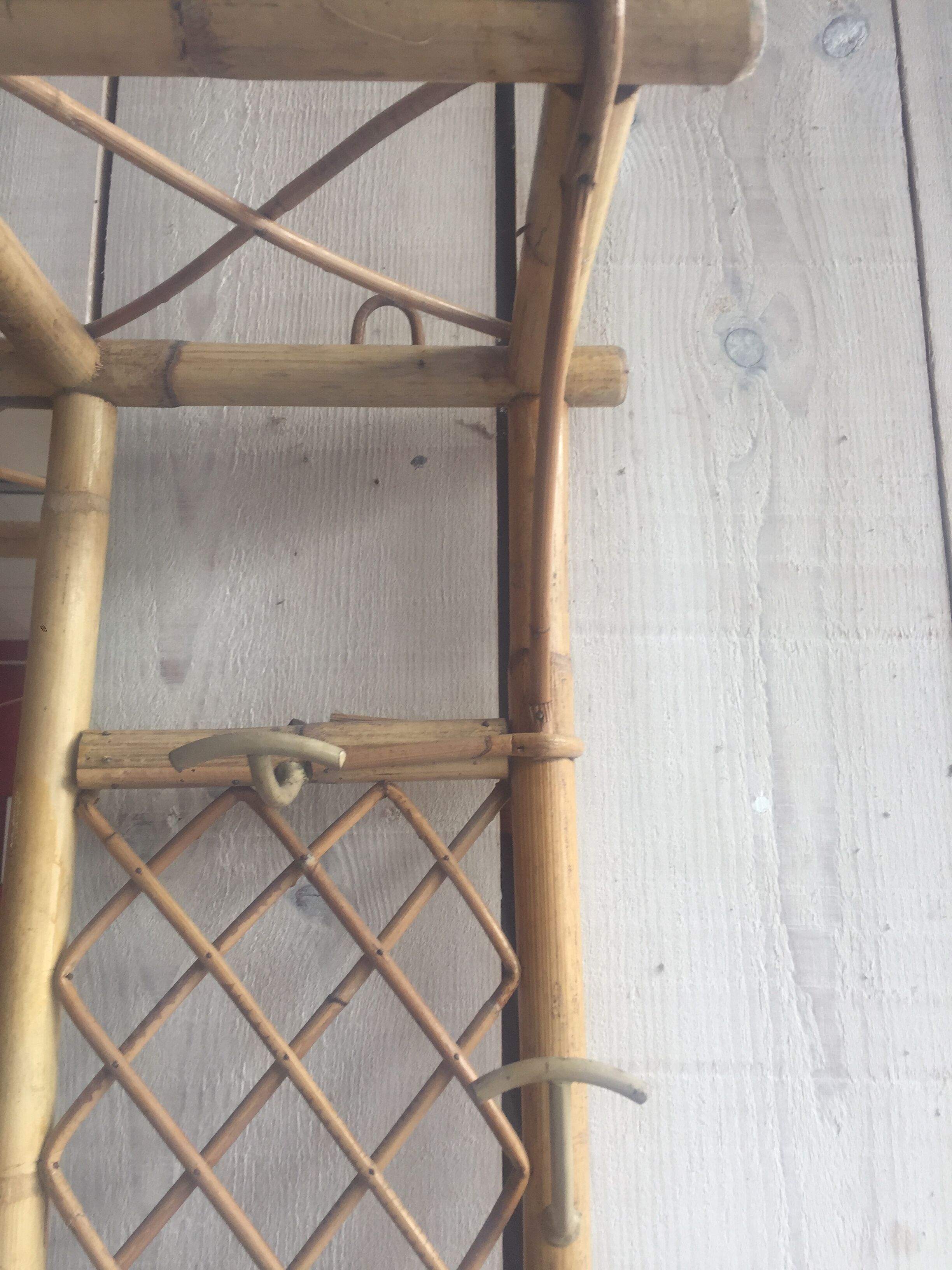 Rattan coat holder and mirror