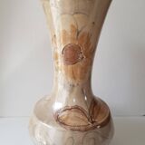Large ceramic vase with floral motif - Signed La roue Vallauris - H 38 cm