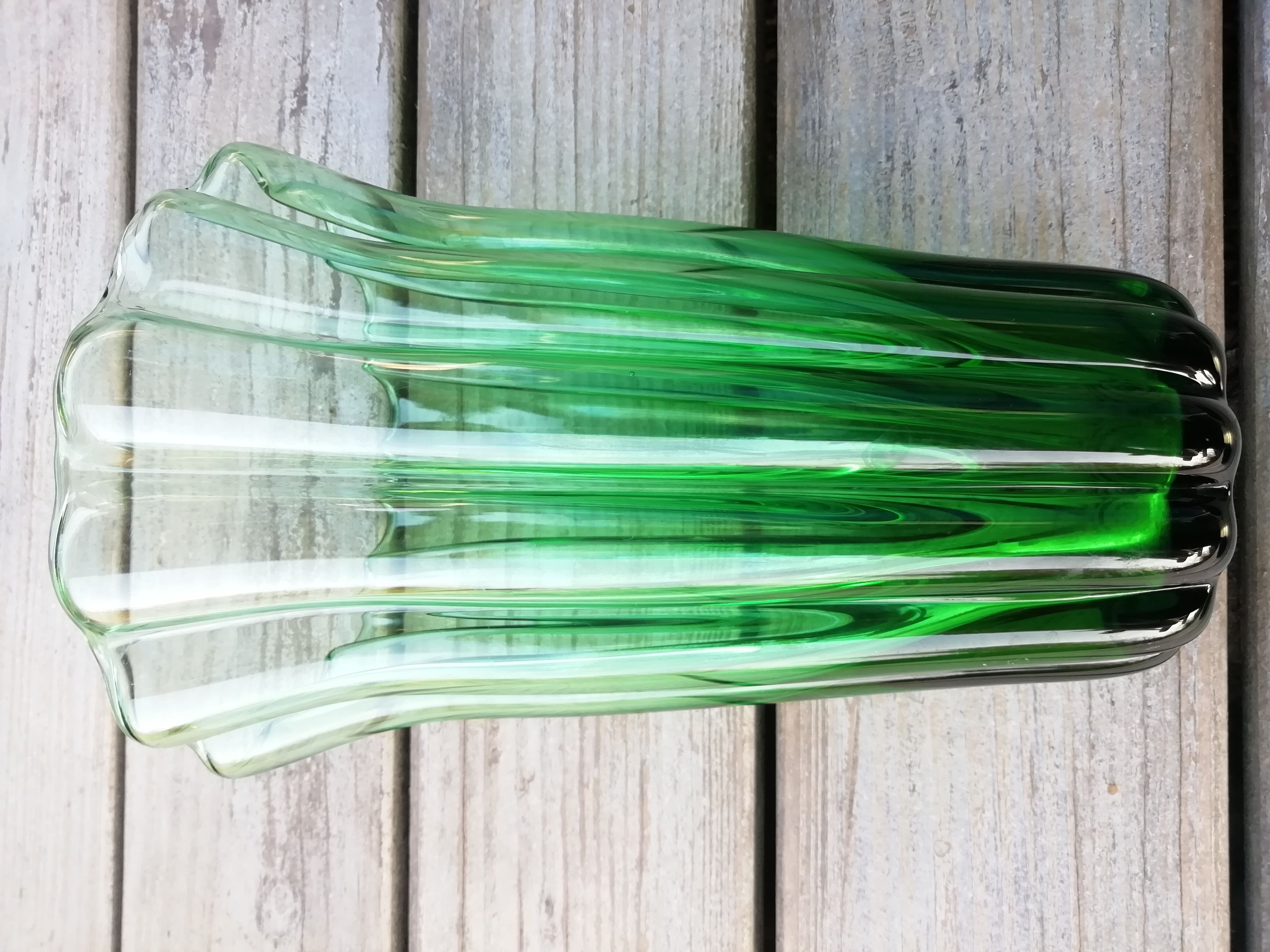 Green glass vase