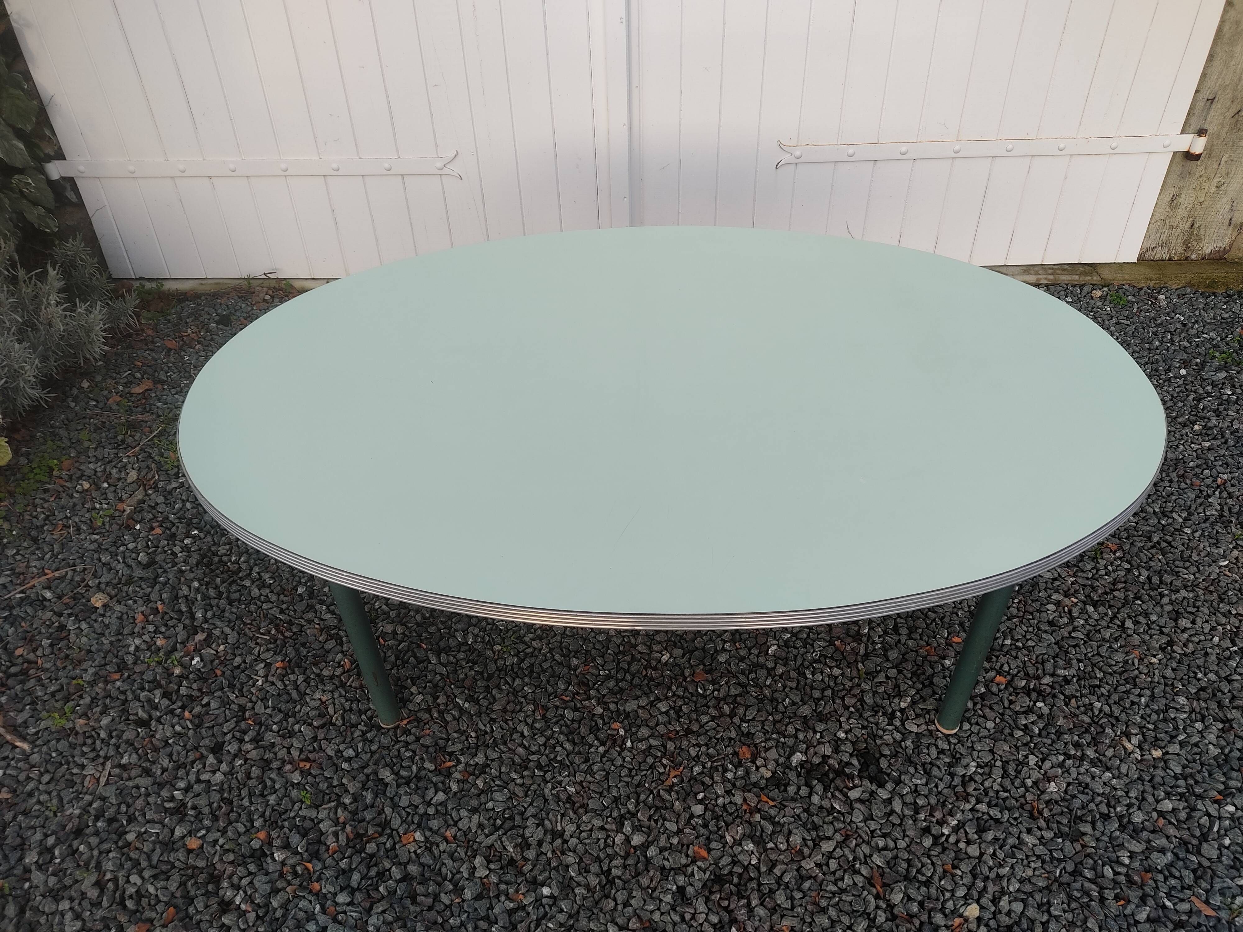 60s school table in water-green formica ideal for coffee table