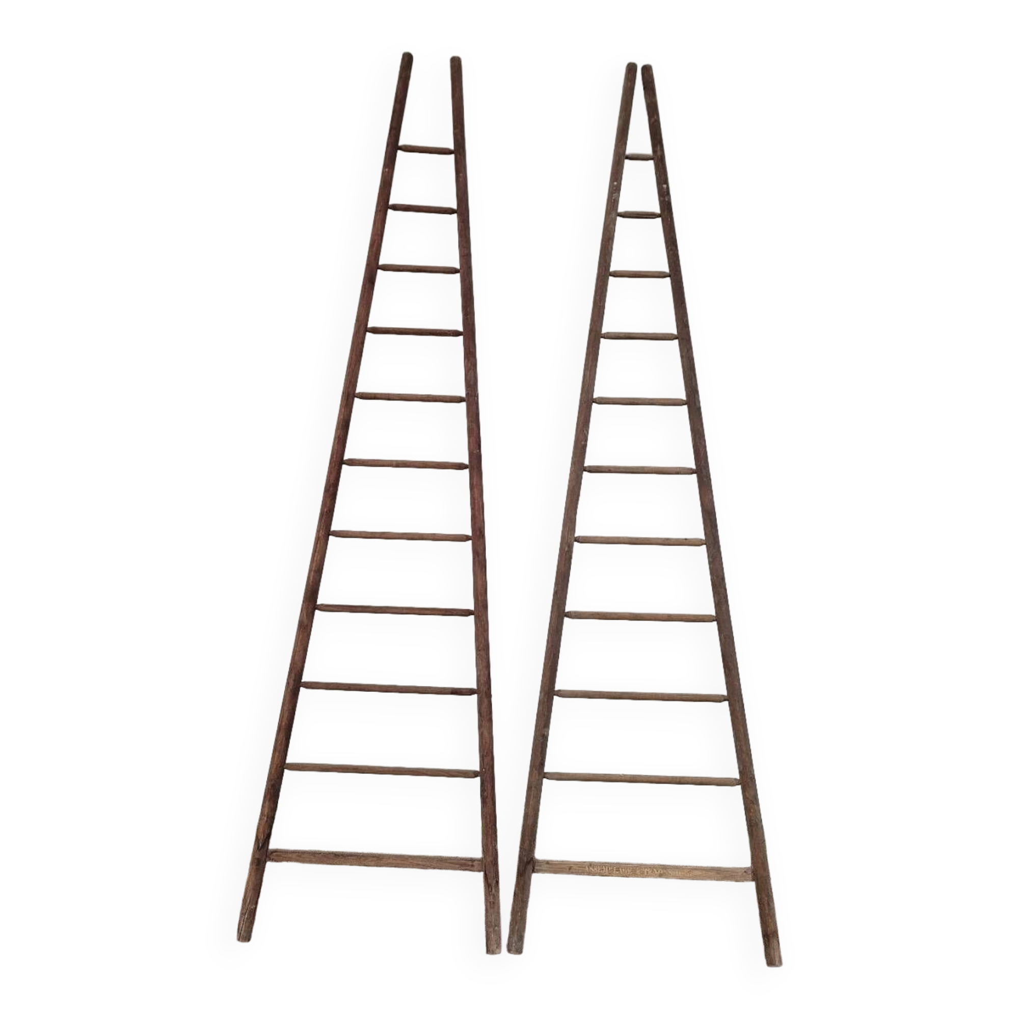 Double ladder for market gardening, fruit harvest, old wooden picking - 3m65