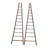 Double ladder for market gardening, fruit harvest, old wooden picking - 3m65
