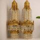Vintage Wall Lamps Brass Crystal - Hollywood Regency Mid Century Set of 2