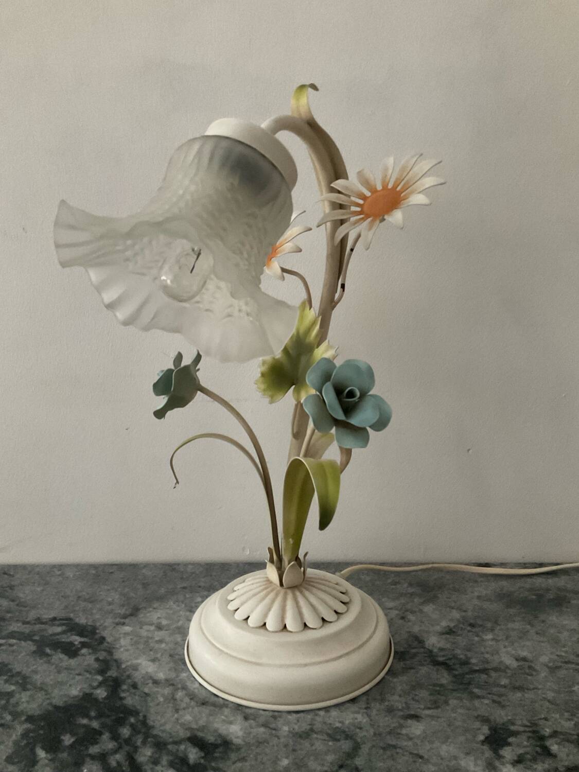 Vintage lamp in metal and glass