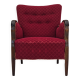 1950s, Danish design, armchair, original condition, red cotton-wool fabric.