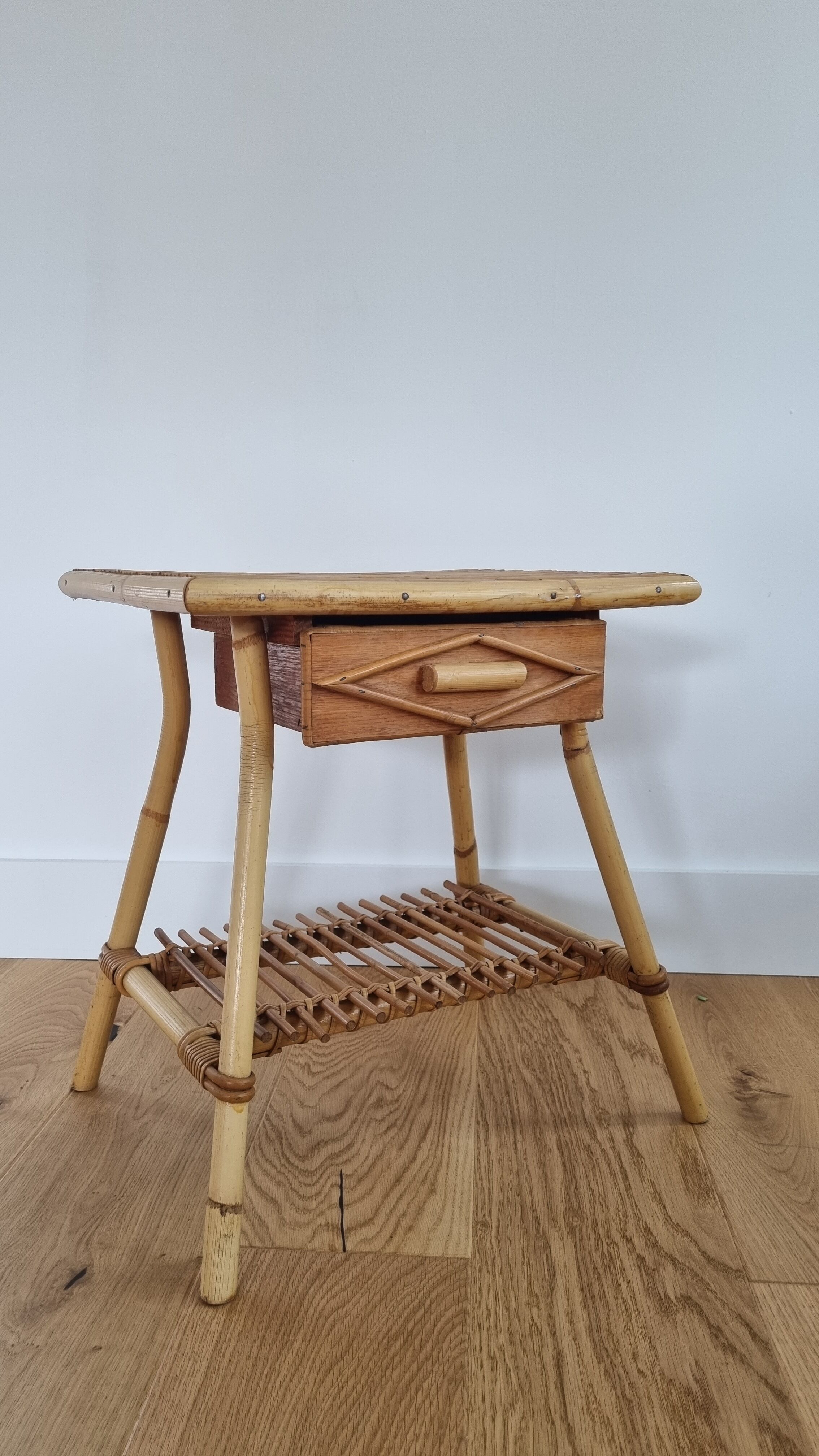 Vintage rattan bedside