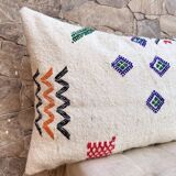 Housse de coussin marocaine faite à la main (60x40 cm) blanche, housse de coussin pour tapis Kilim.