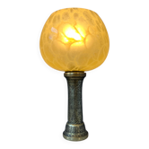 Lampe ancienne Art déco en verre avec base en bronze