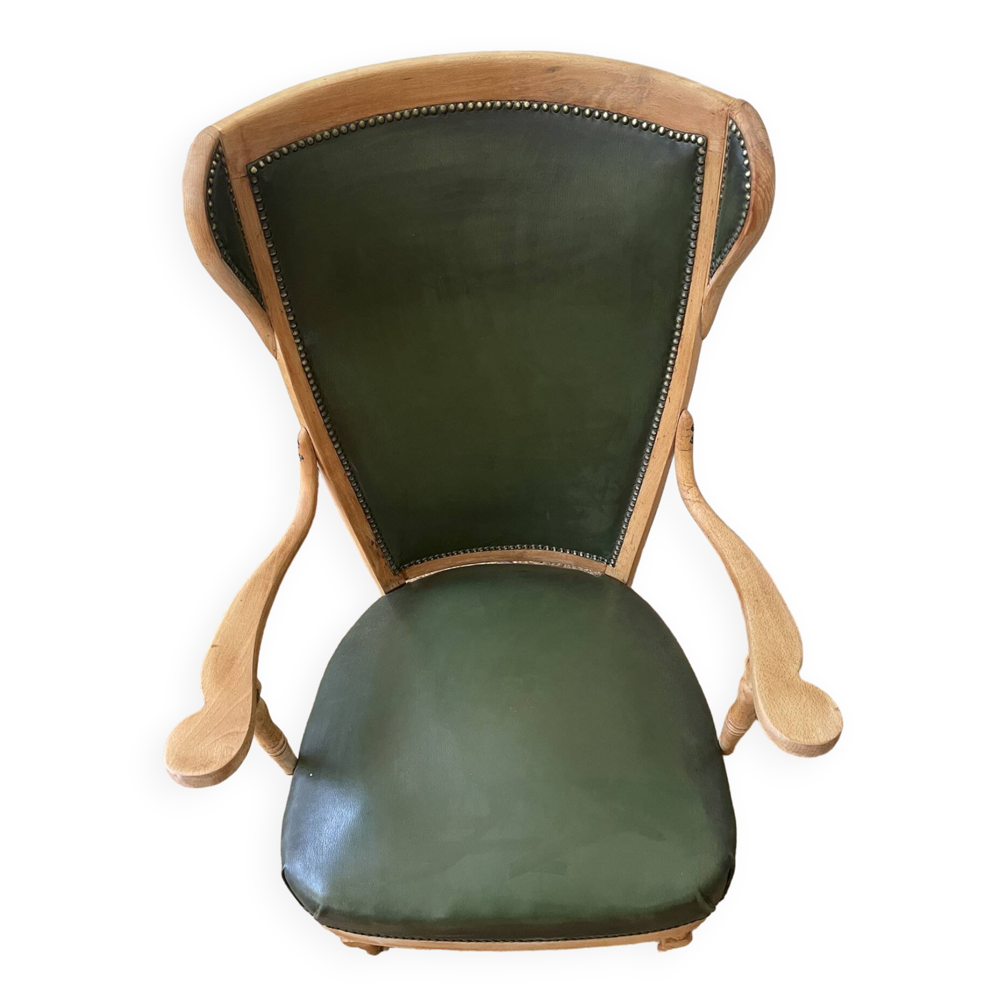 Fauteuil anglais cuir vert bouteille