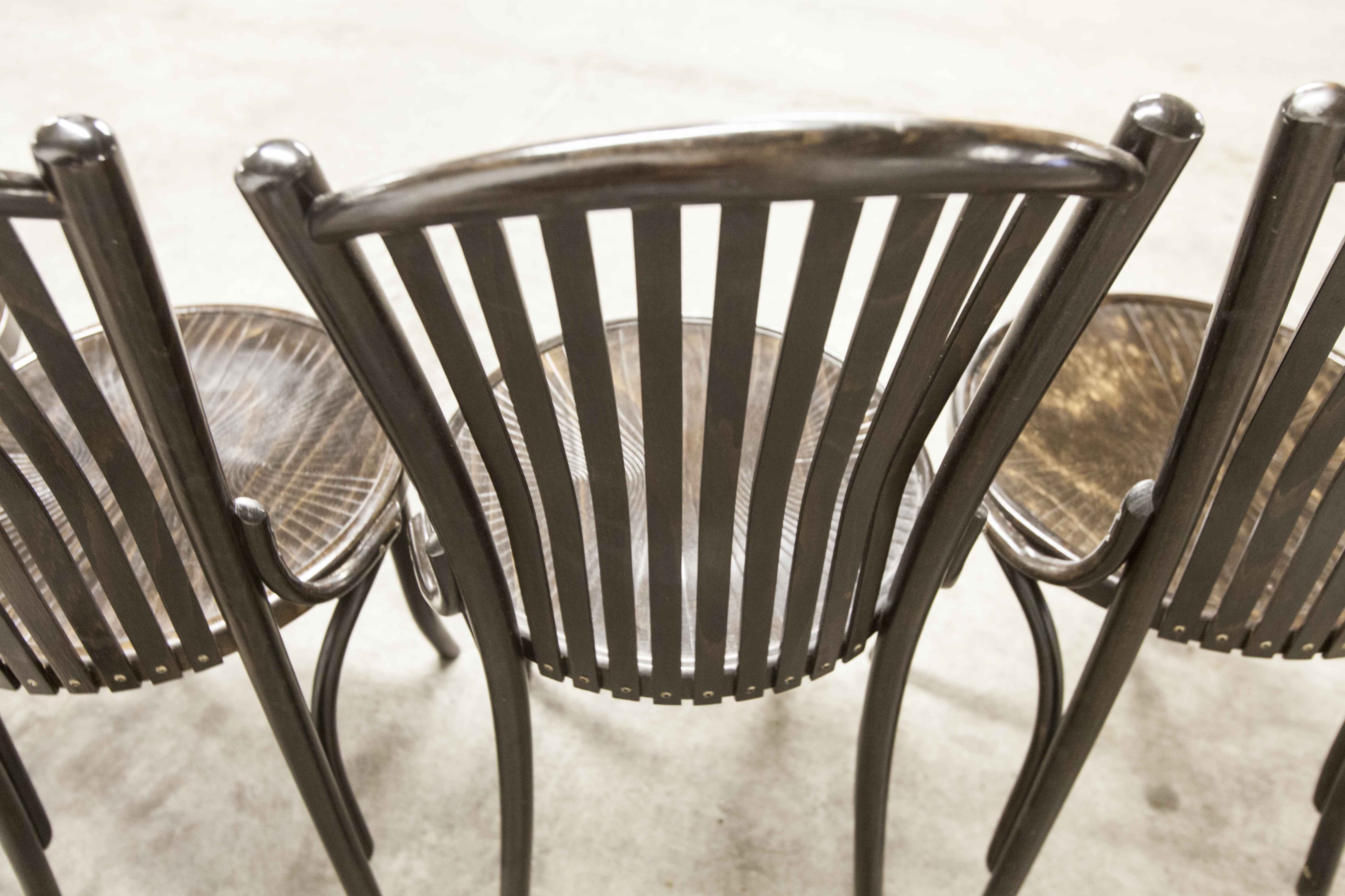 Set of 6 chairs Bistrot Baumann ref 22 curved wood