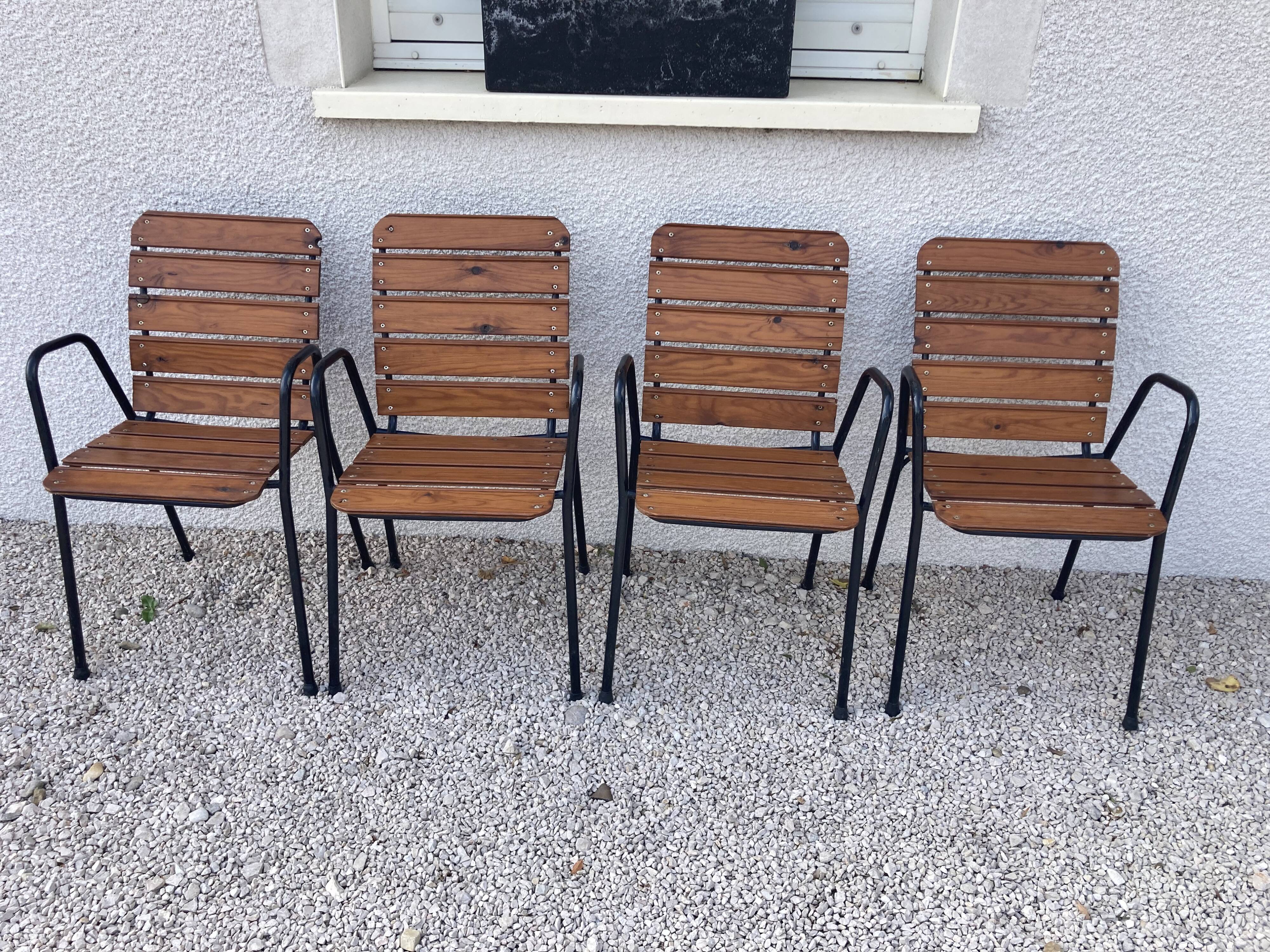 4 industrial style garden armchairs